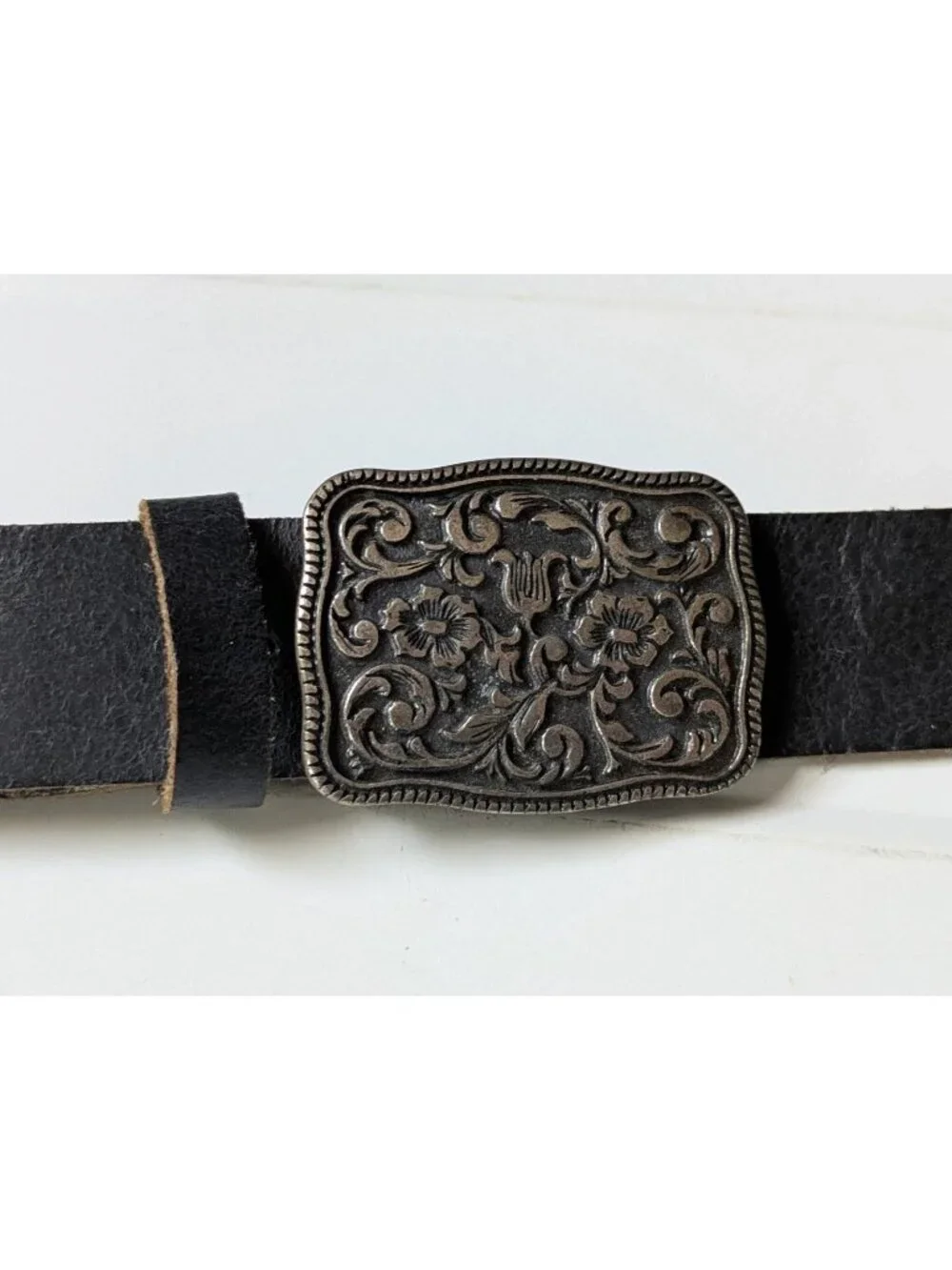 Antoniazzi Firenze Ladies Size XL Black Leather Belt Silver Hardware